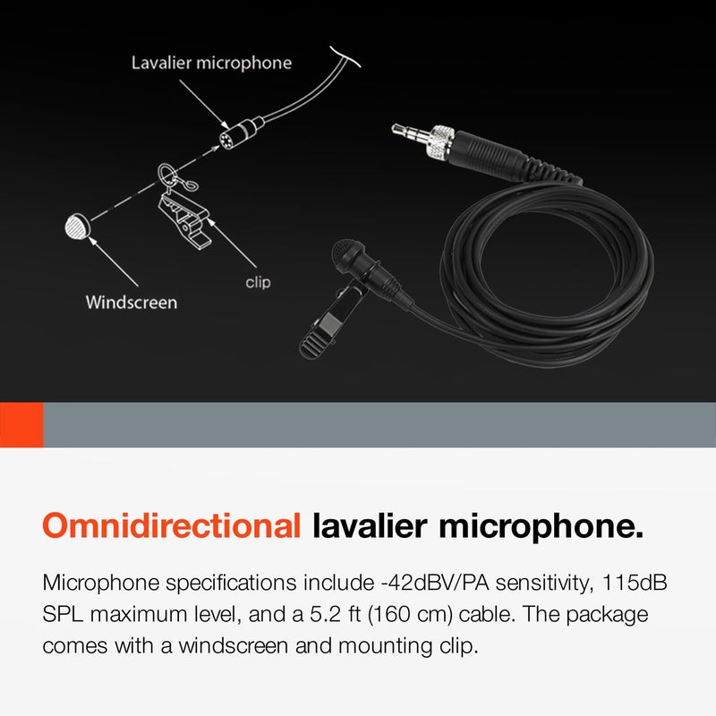 Tascam TM-10LB Lavalier Microphone, Black - Image 2